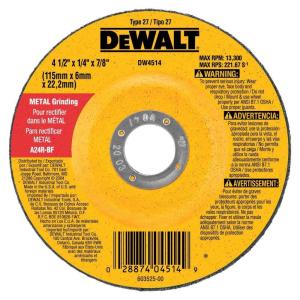 DEWALT DW4624 6-Inch by 1/4-Inch by 7/8-Inch General Purpose Metal Grinding Wheel (1-Pack)(One Size)
