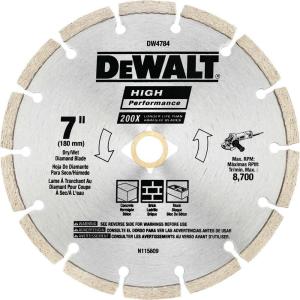 DEWALT DW4784 7-Inch HP Segmented Diamond Blade
