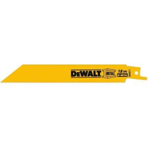 DEWALT DW4811 6-Inch 18 TPI Straight Back Bi-Metal Reciprocating Blade (5-pack)(5-Pack)