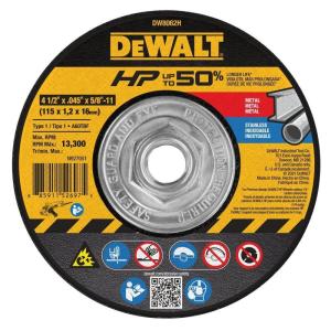 DEWALT DW8062H 4-1/2″ X .045″ X 5/8″-11 HP Type 1 Cutting Wheel(1 Count (Pack of 1))