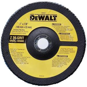 DEWALT DW8329 7-Inch by 5/8-Inch-11 60 Grit Zirconia Angle Grinder Flap Disc(36G 7/8-Inch Hub)