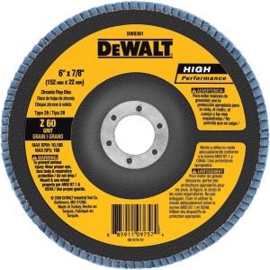 DEWALT DW8381H 6-Inch X 5/8-Inch-11 60G Type 29 Hp Flap Disc(60G 7/8-Inch Hub)