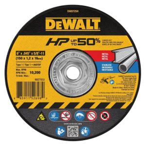DEWALT DW8725H 6″ x .045″ x 5/8″-11 Hp Aluminum Oxide Cutoff Wheel(1 Count (Pack of 1))