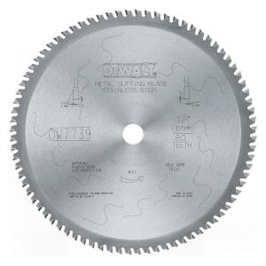 DEWALT DWA7739 80 Teeth Stainless Steel Metal Cutting 1-Inch Arbor, 12-Inch Blade(12″ / 80 Teeth)