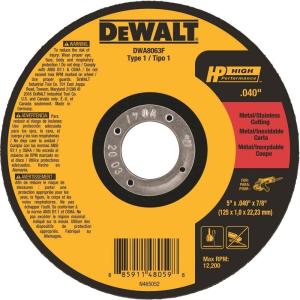 DEWALT DWA8063F T1 HP Fast Cut-Off Wheel, 5″ x 0.040″ x 7/8″(5″ x 0.040″ x 7/8″)