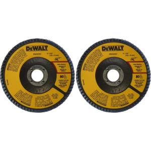 DEWALT DWA8203 80 Grit Zirconia T29 Flap Disc, 4-Inch X 5/8-Inch(1 Count (Pack of 2))