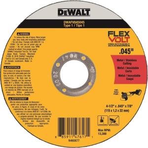 DEWALT DWAFV86045 FLEXVOLT T1 Cutting Wheel, 6″ x .045″ x 7/8″(4-1/2″ x .045″ x 7/8″)