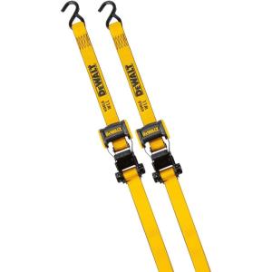 DEWALT DXBC18002 Black/Yellow 1.25″ x 12′ Ratchet Tie Down Straps – Light-Weight Cargo Hauling (1800 lb Break Strength), 2 Pack(2 Pack)
