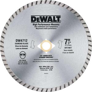 DEWALT Diamond Blade for Block and Brick, Dry/Wet Cutting, Continuous Rim, 7-Inch (DW4712)