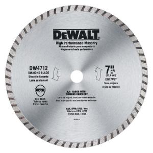 DEWALT Diamond Blade for Masonry, High Performance, 7-Inch (DW4712B)(Silver)