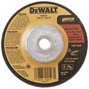 DEWALT Grinding Wheel, General Purpose for Metal, 4-1/2-Inch x 1/4-Inch x 5/8-Inch (DW4523)(1 Count (Pack of 1))