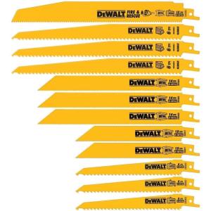 DEWALT Reciprocating Saw Blades, Straight Back, 6-Inch, 10 TPI, 5-Pack (DW4806) , Yellow(12-piece Set)