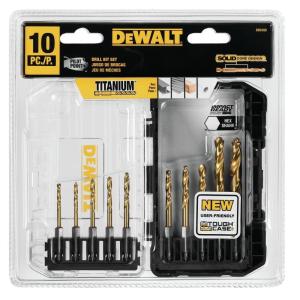 DEWALT Titanium Nitride Coated Drill Bit Set, 10-Piece Impact Ready (DD5160)(One Size)