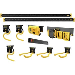 DEWALT Tool Organizer, 21 Piece Accessory Starter Kit, Includes 2 Metal Rails, 13 Hooks, and 2 Plastic Bins, DEWALT Workshop Storage System Compatible (DWST82801)(11 Piece Outdoor Accessory Kit)