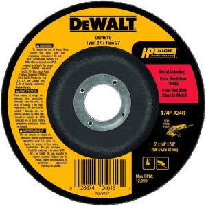 DeWalt DW4619 5″ x 1/4″ x 7/8″ General Purpose Metal Grinding Wheel