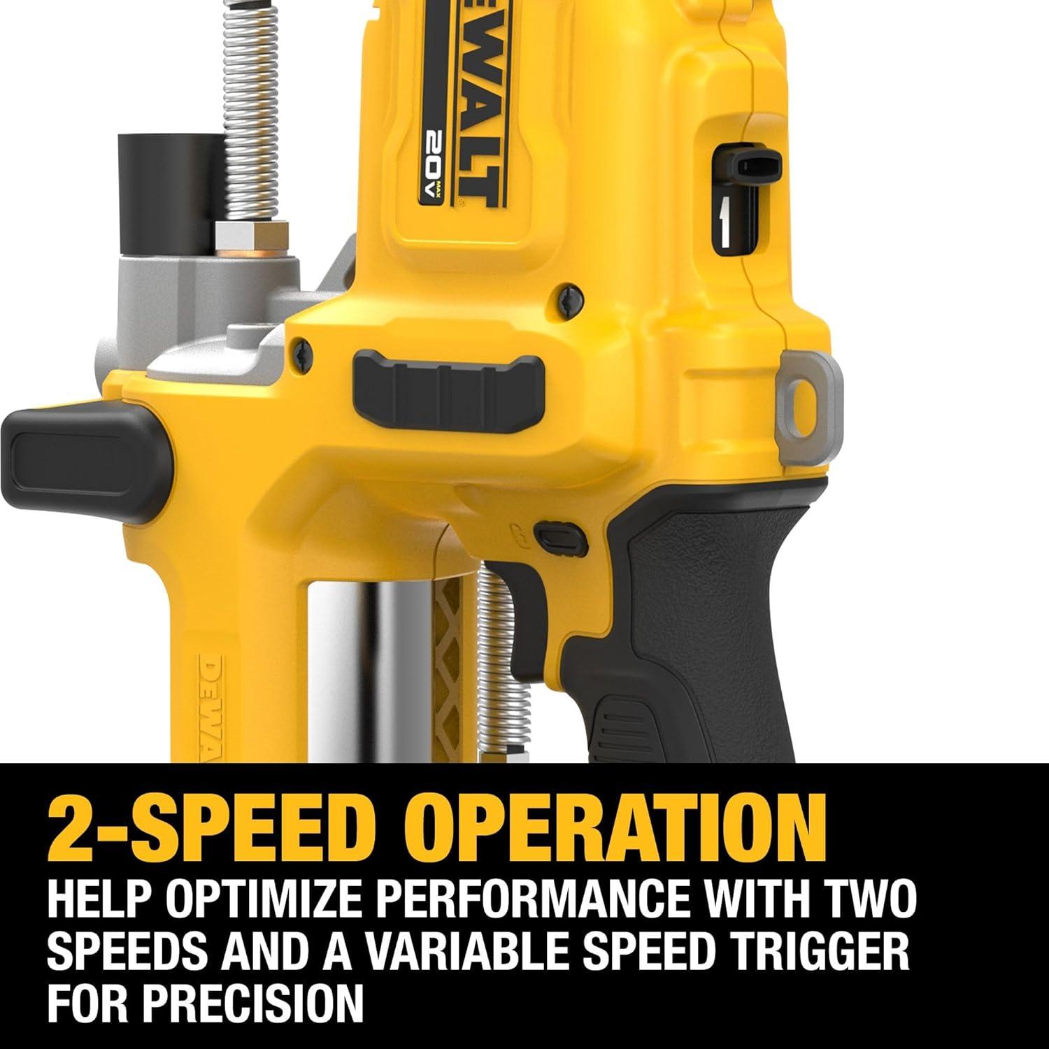 imageDEWALT Grease Gun 20V MAX 10000 PSI Variable 2Speed Cordless Grease Gun Oil Resistant Battery and Charger Included 47 Inch Hose LED Light and Kit Box DCGG581GD1