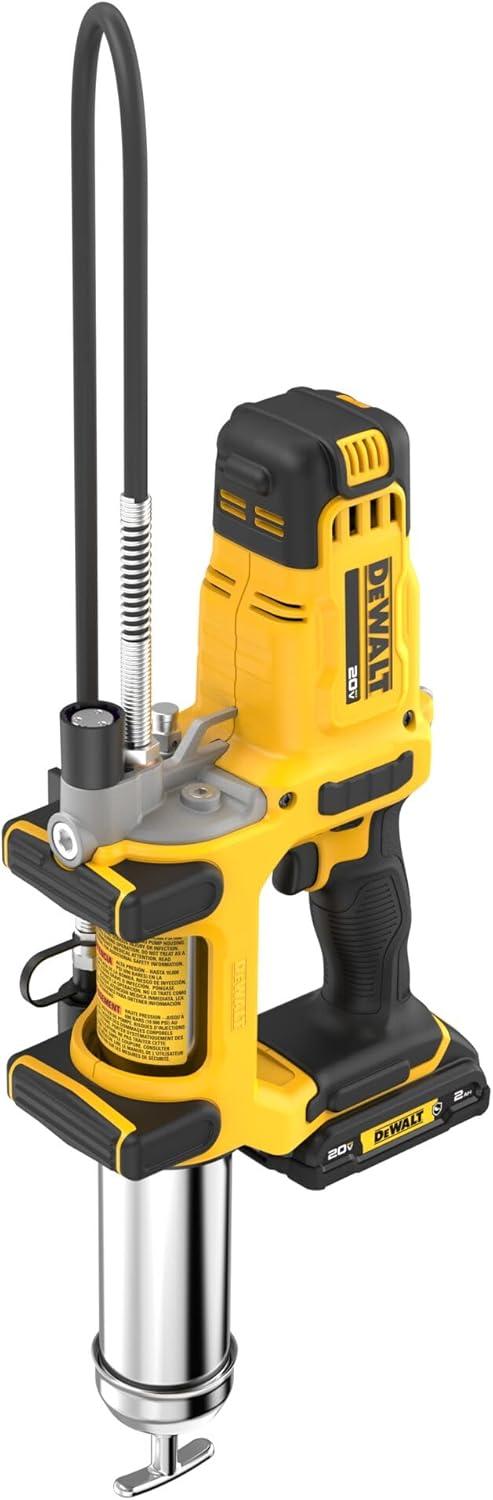 imageDEWALT Grease Gun 20V MAX 10000 PSI Variable 2Speed Cordless Grease Gun Oil Resistant Battery and Charger Included 47 Inch Hose LED Light and Kit Box DCGG581GD1