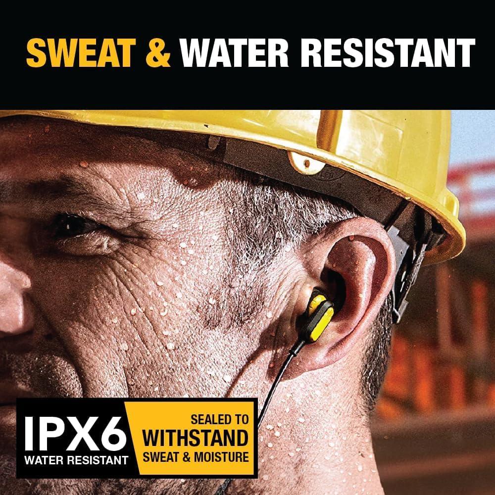 imageDEWALT Heavy Duty Bluetooth Neckband Headphones Wireless Around The Neck Earbuds w 30H Runtime Noise Isolation Secure Magnetic Wireless Earbuds Jobsite Pro Builtin Mic Bluetooth HeadsetsYellow