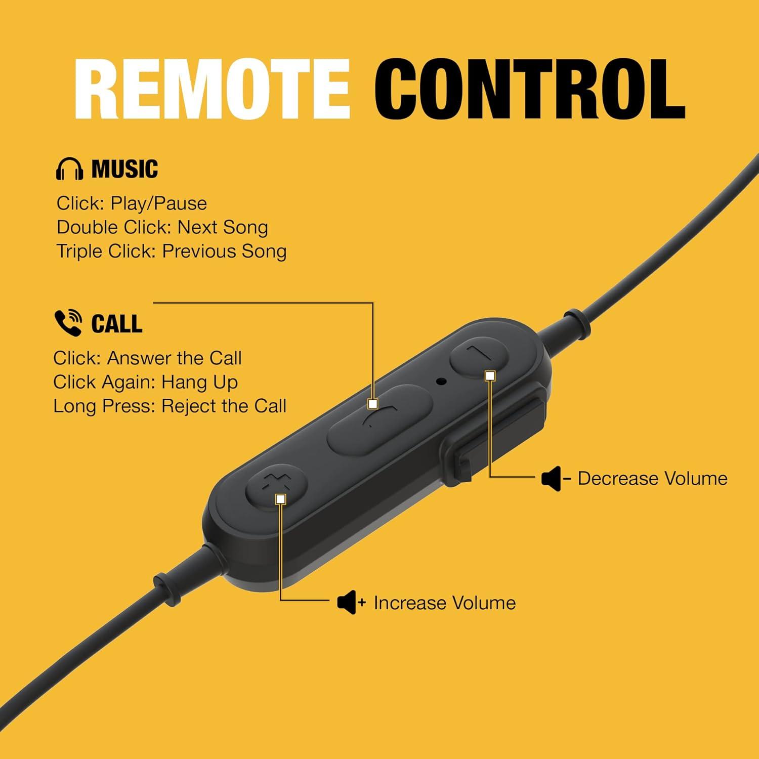 imageDEWALT Heavy Duty Earphones for Lightning Compatible wApple iPhone Headphones Wired Jobsite WaterResistant for iPhone Headphones Wired Lightning Corded Earphones for iPhones 14 and Older