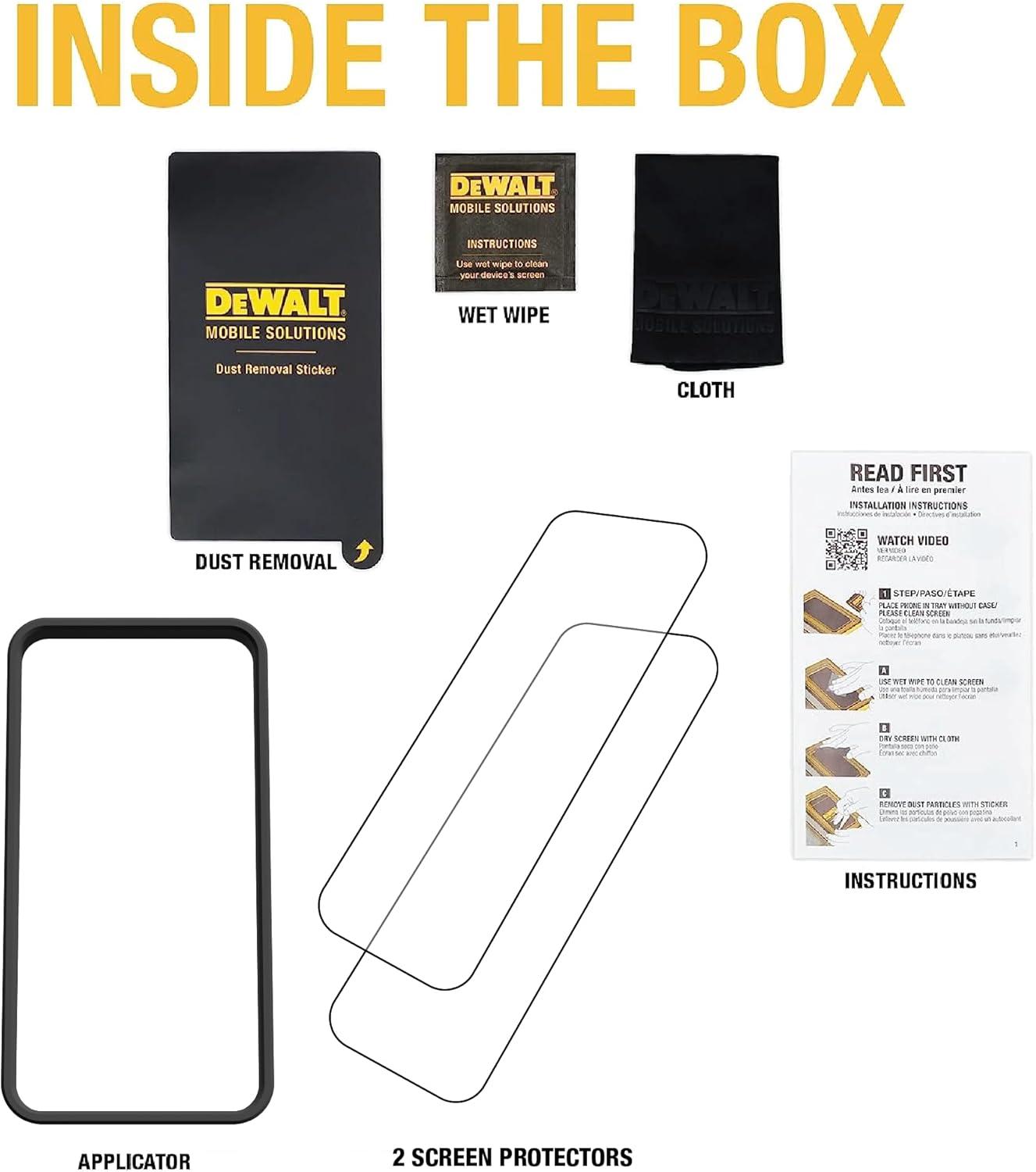 imageDEWALT Heavy Duty Glass Screen Protector for iPhone 15 2 Pack Tempered Glass Screen Protector Case Friendly Perfect Install Tool Included LongLasting ProtectioniPhone 16 Pro Max