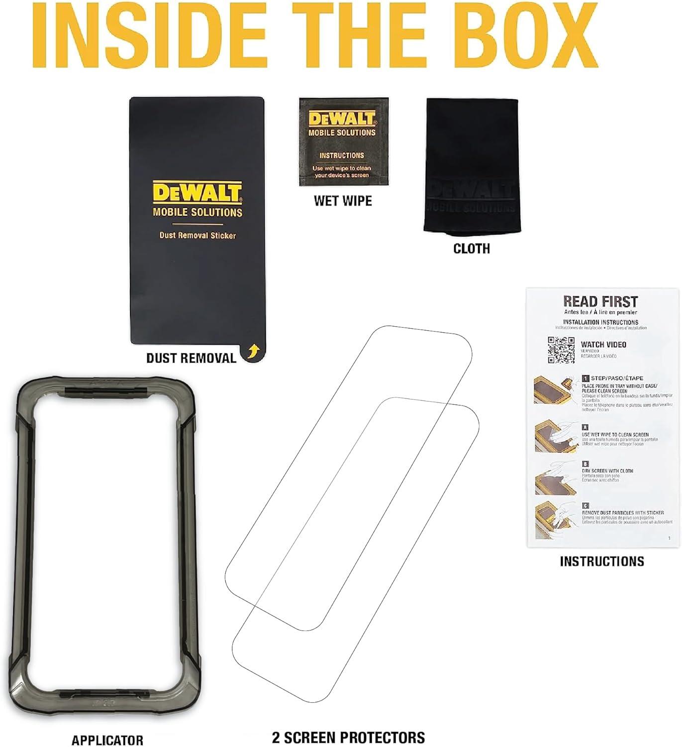 imageDEWALT Heavy Duty Glass Screen Protector for iPhone 15 2 Pack Tempered Glass Screen Protector Case Friendly Perfect Install Tool Included LongLasting ProtectioniPhone 14 Pro Max