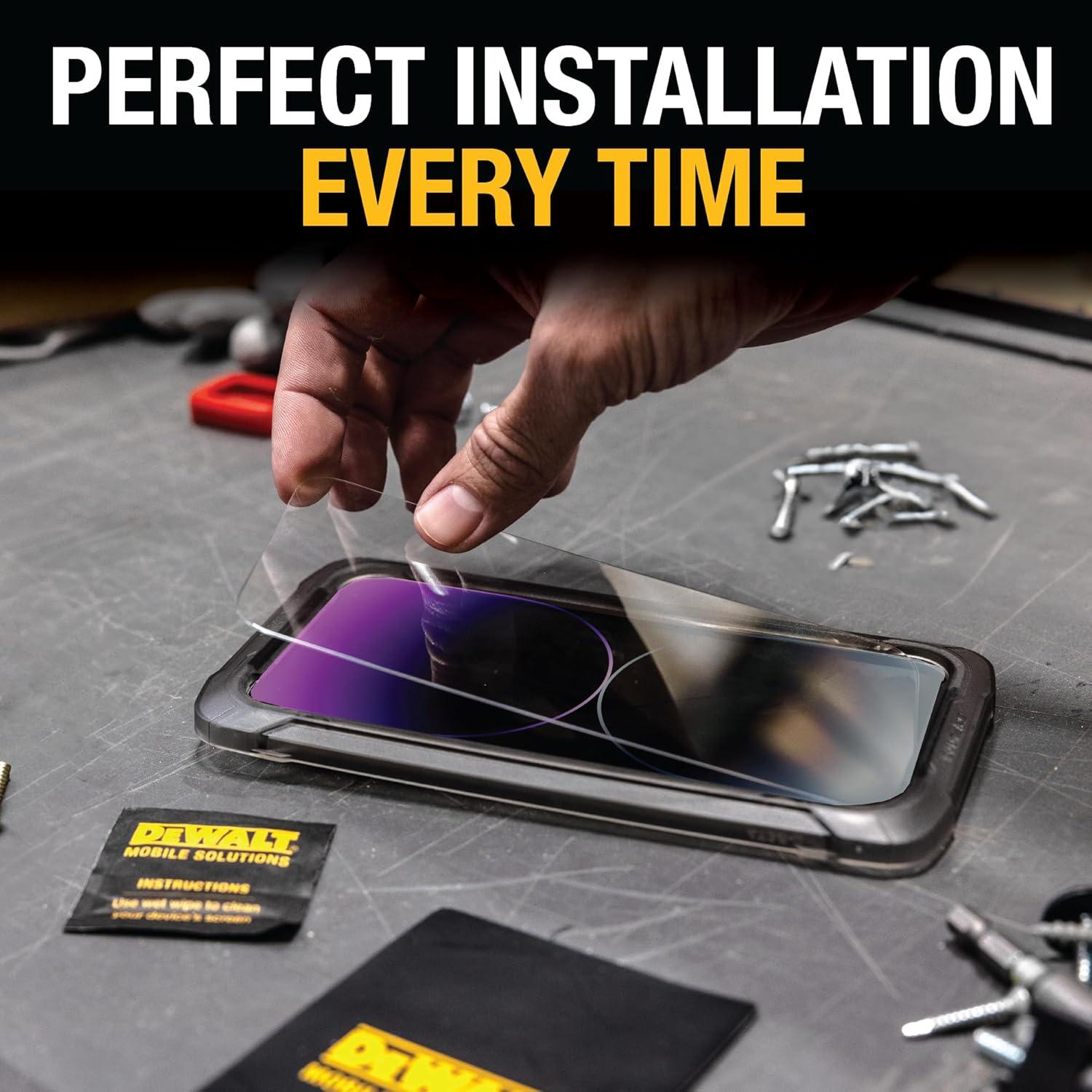 imageDEWALT Heavy Duty Glass Screen Protector for iPhone 15 2 Pack Tempered Glass Screen Protector Case Friendly Perfect Install Tool Included LongLasting ProtectioniPhone 14 Pro Max