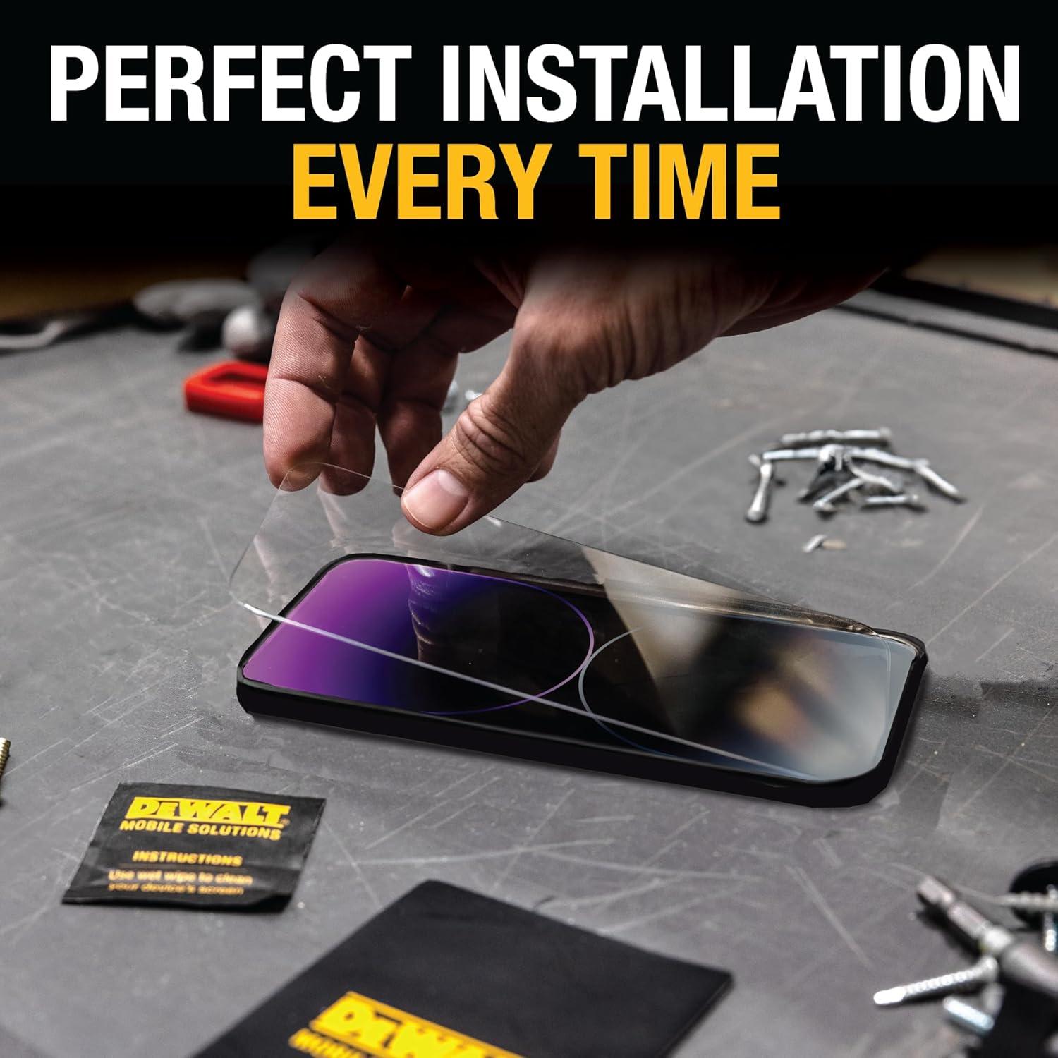 imageDEWALT Heavy Duty Glass Screen Protector for iPhone 15 2 Pack Tempered Glass Screen Protector Case Friendly Perfect Install Tool Included LongLasting ProtectioniPhone 16 Pro Max