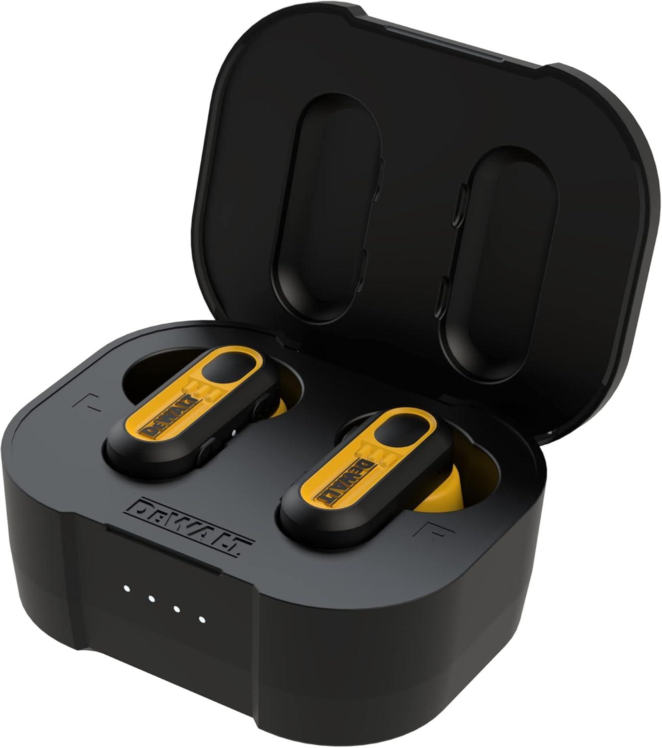 imageDEWALT Heavy Duty True Wireless Ear Buds Bluetooth Headphones with Type C Charging Case Included Over 37 Hours of Battery Life Easy Setup for iPhone Perfect for Jobsite Outdoor Work YellowYellow