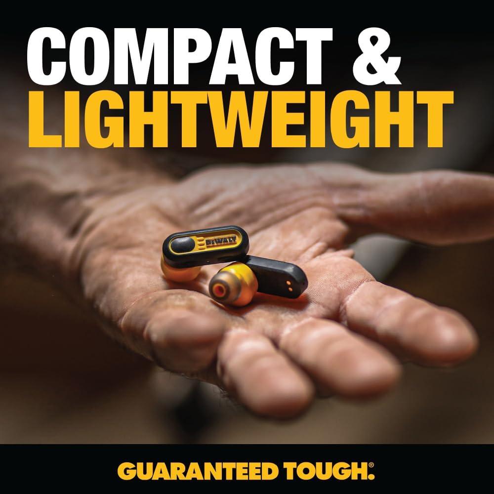 imageDEWALT Heavy Duty True Wireless Ear Buds Bluetooth Headphones with Type C Charging Case Included Over 37 Hours of Battery Life Easy Setup for iPhone Perfect for Jobsite Outdoor Work YellowYellow