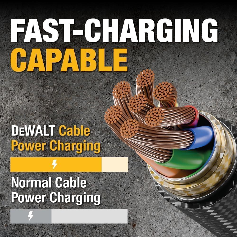 imageDEWALT Heavy Duty USB C Cable Jobsite 60 Watt USB C Cable High Speed TypeC to TypeC Fast Charge PD USBC Fast Charging Cord for iPhone 1615 Plus Pro Max MacBook iPad Samsung Galaxy 6 ftyellowblack