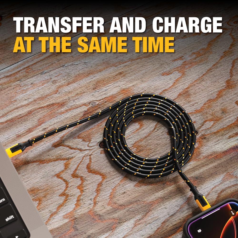 imageDEWALT Heavy Duty USB C Cable Jobsite 60 Watt USB C Cable High Speed TypeC to TypeC Fast Charge PD USBC Fast Charging Cord for iPhone 1615 Plus Pro Max MacBook iPad Samsung Galaxy 6 ftyellowblack