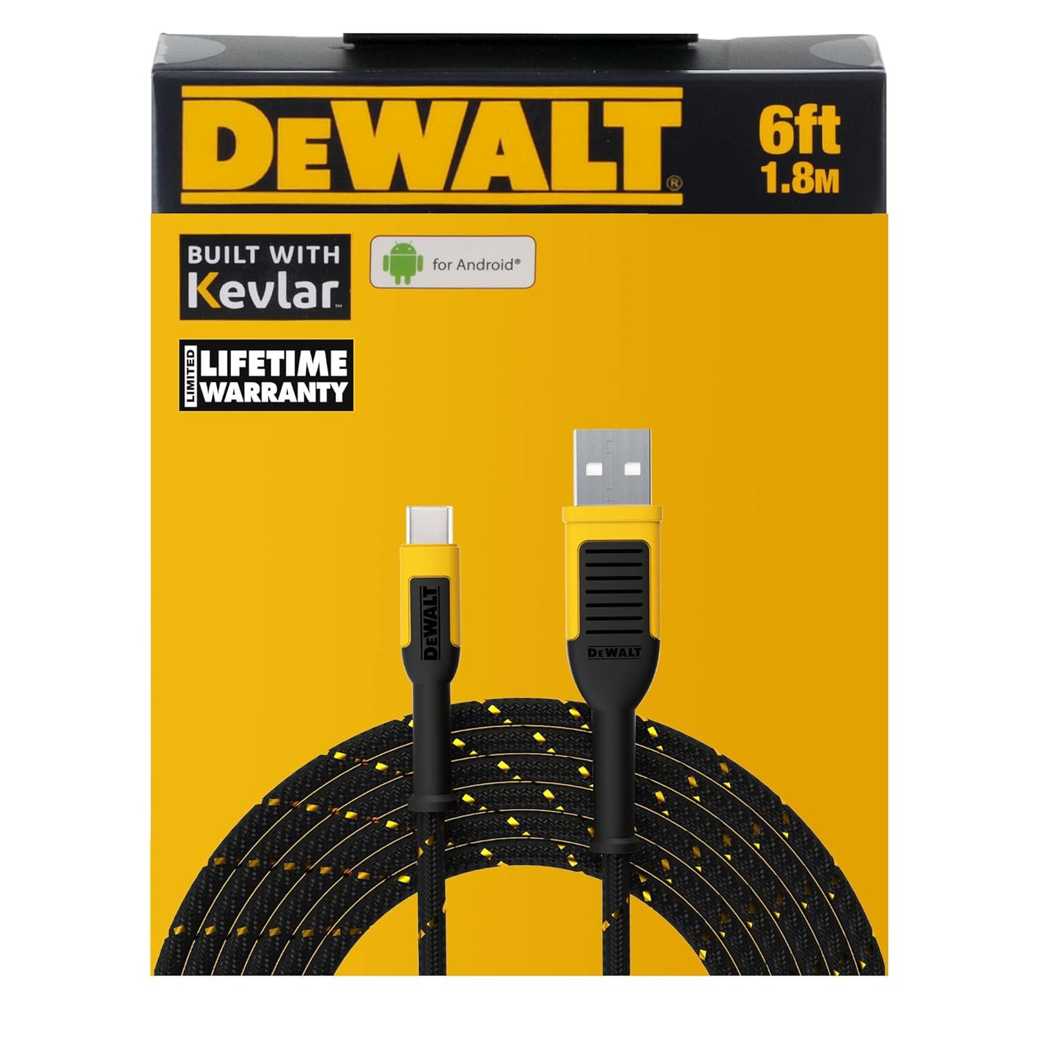 imageDEWALT Heavy Duty USB to USB C Cable Jobsite Type C Cable High Speed USBA to TypeC Fast Charge USBC Fast Charging Cord for iPhone 1615 Pro Max MacBook iPad Samsung Galaxy 6ft USB20 Black6 Foot 1 Pack