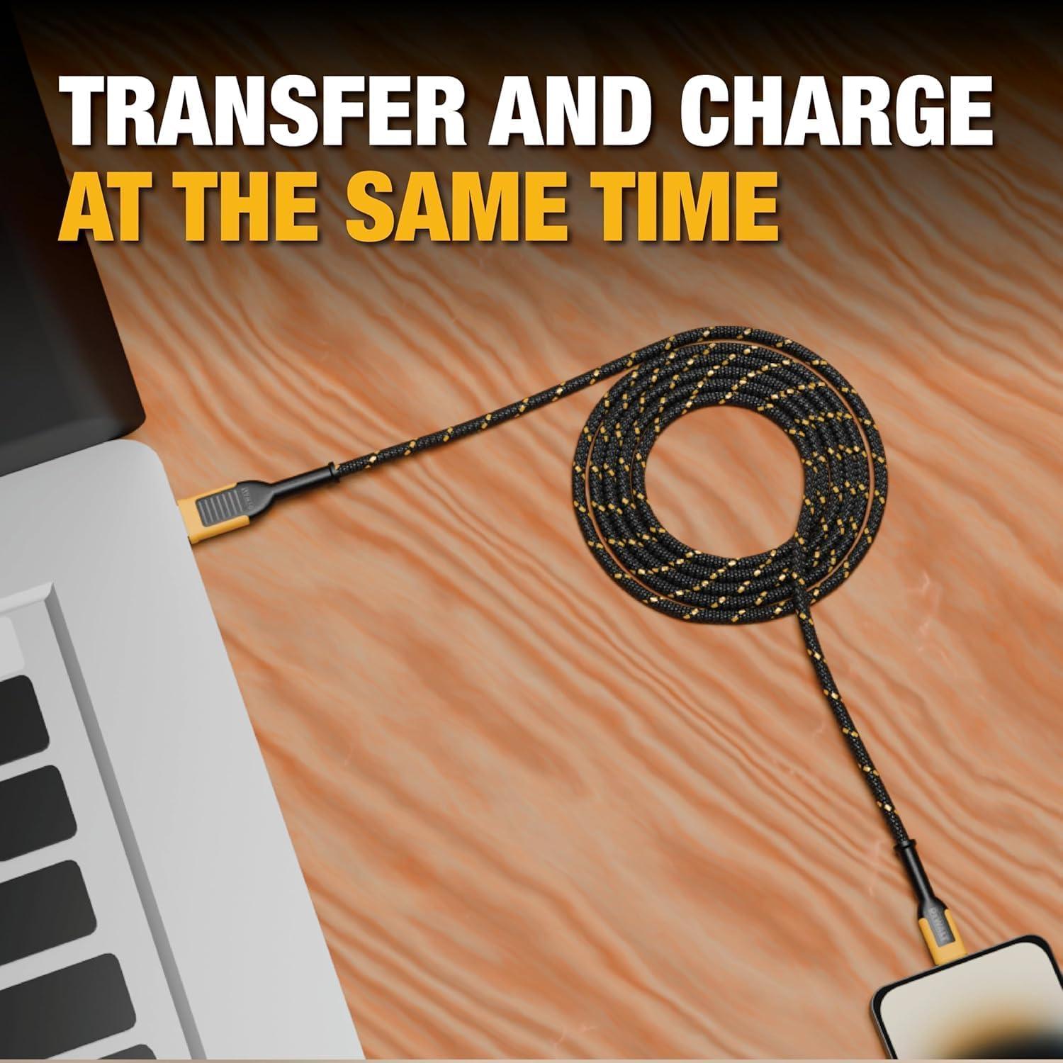 imageDEWALT Heavy Duty USB to USB C Cable Jobsite Type C Cable High Speed USBA to TypeC Fast Charge USBC Fast Charging Cord for iPhone 1615 Pro Max MacBook iPad Samsung Galaxy 6ft USB20 Black6 Foot 2 Pack