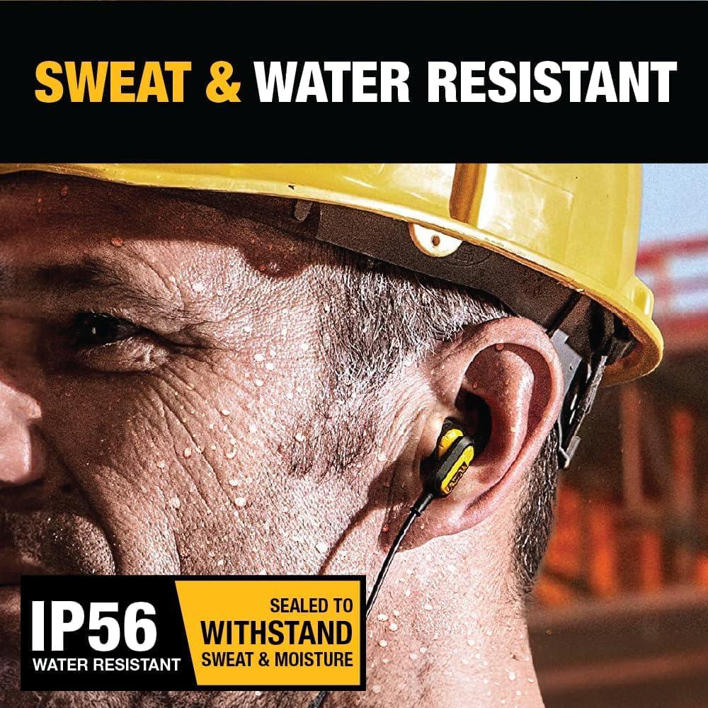 imageDEWALT Heavy Duty Wired Earphones with Microphone Jobsite Earbuds Wired 35mm WaterResistant 35mm Earbuds with Mic Connected Headphones for Outdoor WorkUSB C Headphones