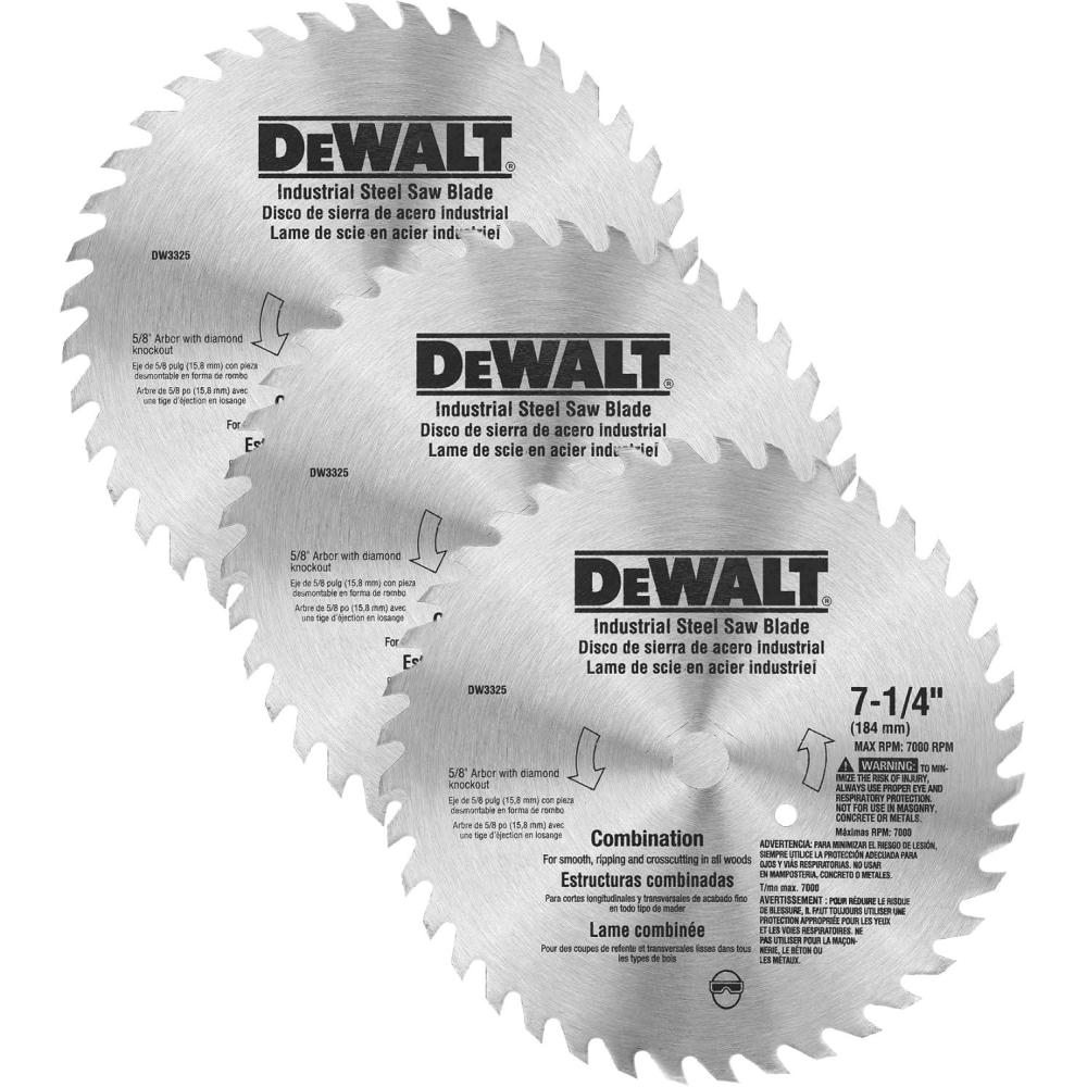 imageDEWALT Circular Saw Blade 7 14 Inch 140 Tooth Wood Cutting DW3326One Size Pack of 3