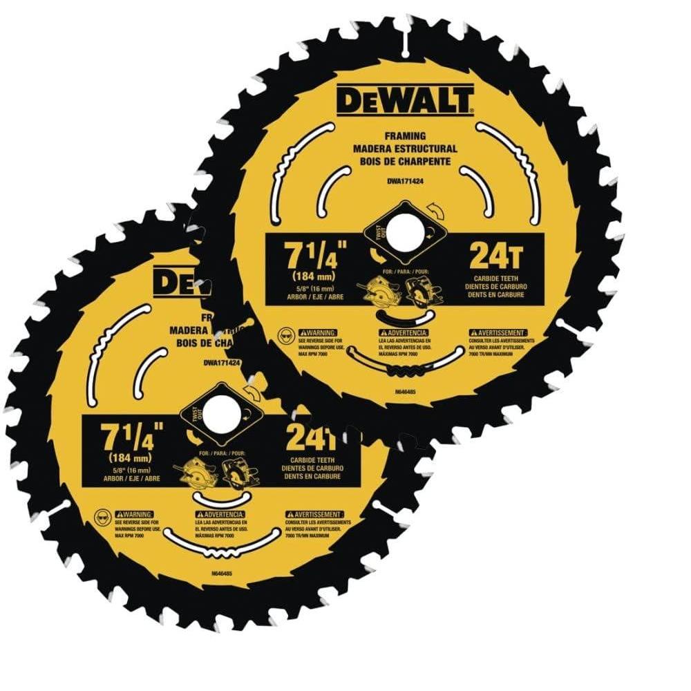 imageDEWALT Circular Saw Blade 7 14 Inch 24 Tooth Wood Cutting DWA1714242One Size