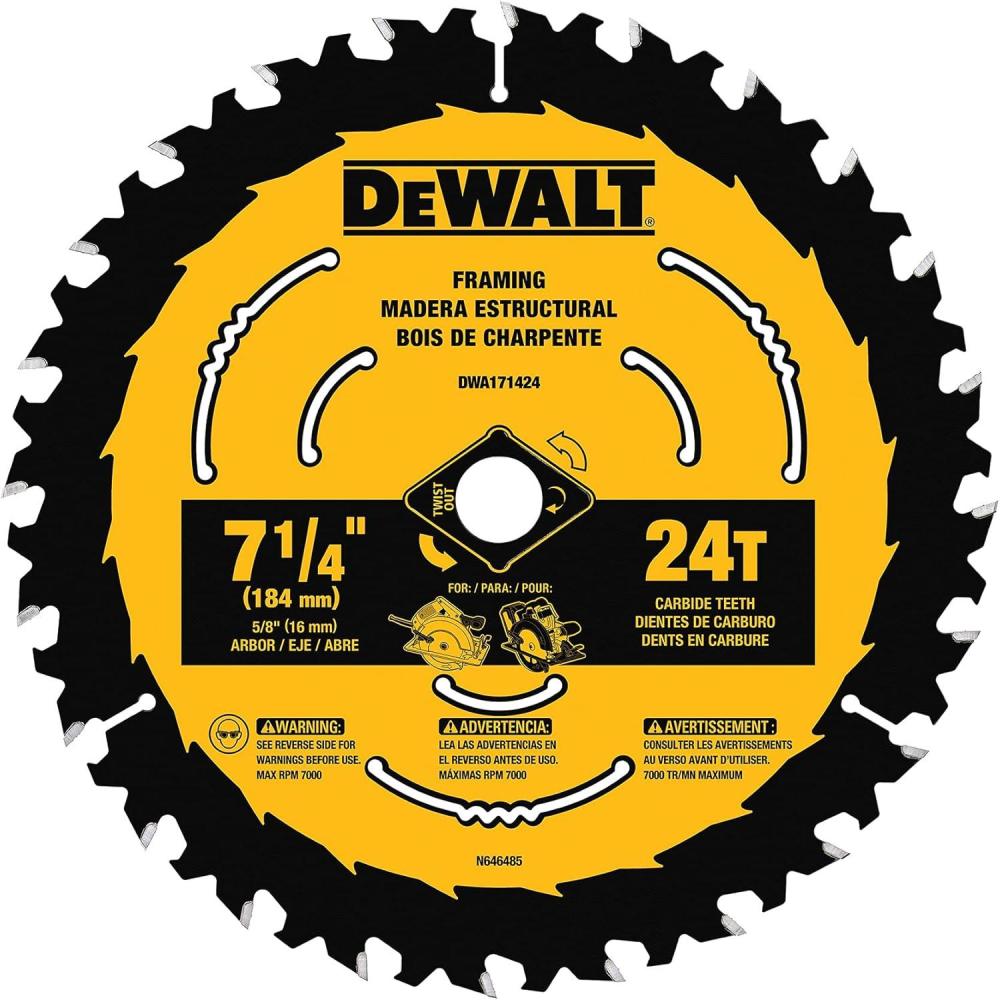 imageDEWALT Circular Saw Blade 7 14 Inch 24 Tooth Wood Cutting DWA171424B10 10 Count Pack of 1New