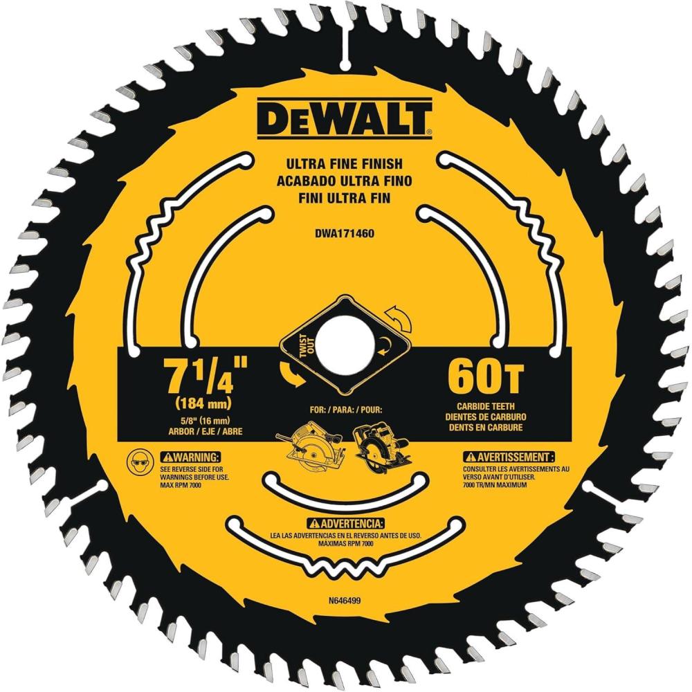 imageDEWALT Circular Saw Blade 7 14 Inch 60 Tooth Wood Cutting DWA171460One Size