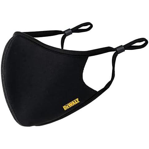 imageDEWALT Heavy Duty Breathable Cloth Face Masks Adjustable Earloops and Removable Neckstrap Black 12Pack