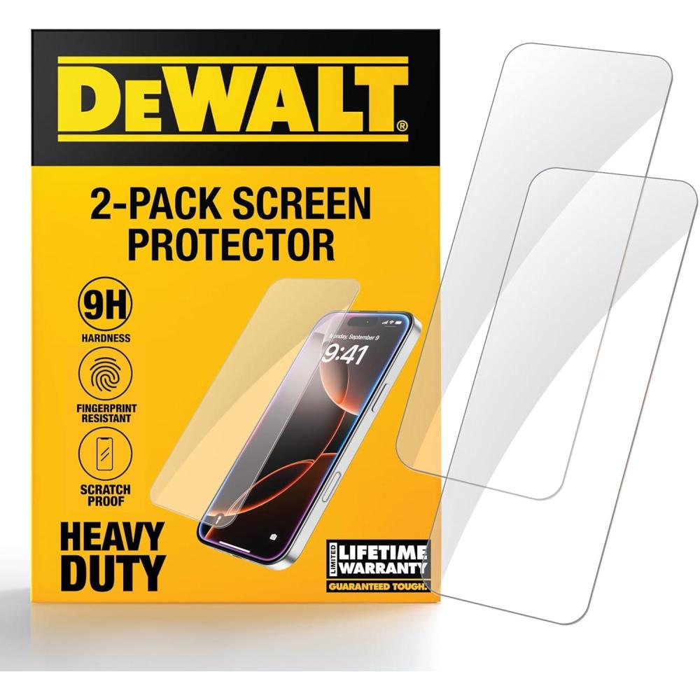 imageDEWALT Heavy Duty Glass Screen Protector for iPhone 15 2 Pack Tempered Glass Screen Protector Case Friendly Perfect Install Tool Included LongLasting ProtectioniPhone 12 Pro Max