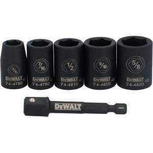 DEWALT 3/8 Socket Set, 6 Pcs Metric Impact Socket Set, 6 point, 10 mm to 19 mm, Includes 1/4 inch Adapter, for Cordless and Corded Impact Drivers and Wrenches (DWAFSMSET6)(6 Pc SAE)
