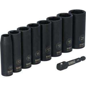 DEWALT 3/8 Socket Set, 6 Pcs Metric Impact Socket Set, 6 point, 10 mm to 19 mm, Includes 1/4 inch Adapter, for Cordless and Corded Impact Drivers and Wrenches (DWAFSMSET6)(9 Pc Metric)