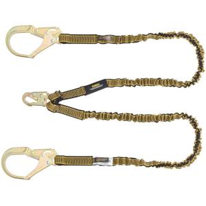 DEWALT 6-Foot Energy Absorbing Lanyard(Twin  Internal Absorber  4′ to 6′ Stretch Lanyard with Steel Snap Hook on D-Ring End and Steel Rebar Hooks on Anchor End.)