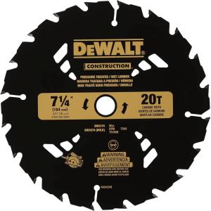 DEWALT 7-1/4″ Circular Saw Blade for Pressure Treated and Wet Lumber, ATB, Thin Kerf, 5/8″ and Arbor, 20-Tooth (DW3174) , Black