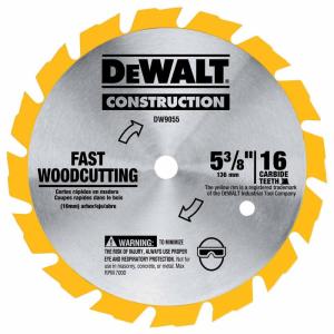 DEWALT Circular Saw Blade, 5 3/8 Inch, 16 Tooth, Wood Cutting (DW9055)(5-3/8″ / 16 Teeth)