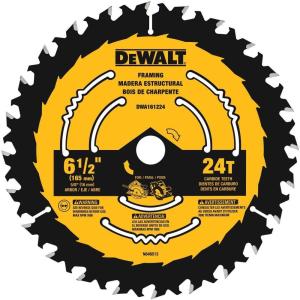 DEWALT Circular Saw Blade, 6 1/2 Inch, 24 Tooth, Framing (DWA161224)(Multi)