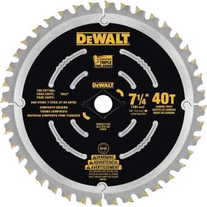 DEWALT Circular Saw Blade, 7 1/4 Inch, 40 Tooth, Composite Decking (DWA31740)