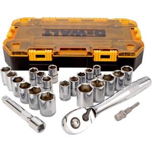 DEWALT DWMT73813 Drive Socket Set (23 Piece), 1/2″