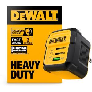DEWALT Heavy Duty 30W PD USB Wall Charger, Worksite USB-C Chargers, Type C Fast Charger, Foldable Plug, Compatible with iPhone 17 16 15 14 13 Pro Max iPad Pro(Yellow)