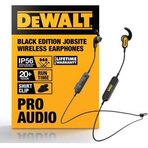 DEWALT Heavy Duty Neckband Bluetooth Earbuds, Wireless Bluetooth 5.2 Headphones w/Microphone, Lightweight Comfort, IP56 Waterproof, Deep Bass Strong Beat, 20H Playtime, Jobsite Behind-Neck Earphones(Yellow)